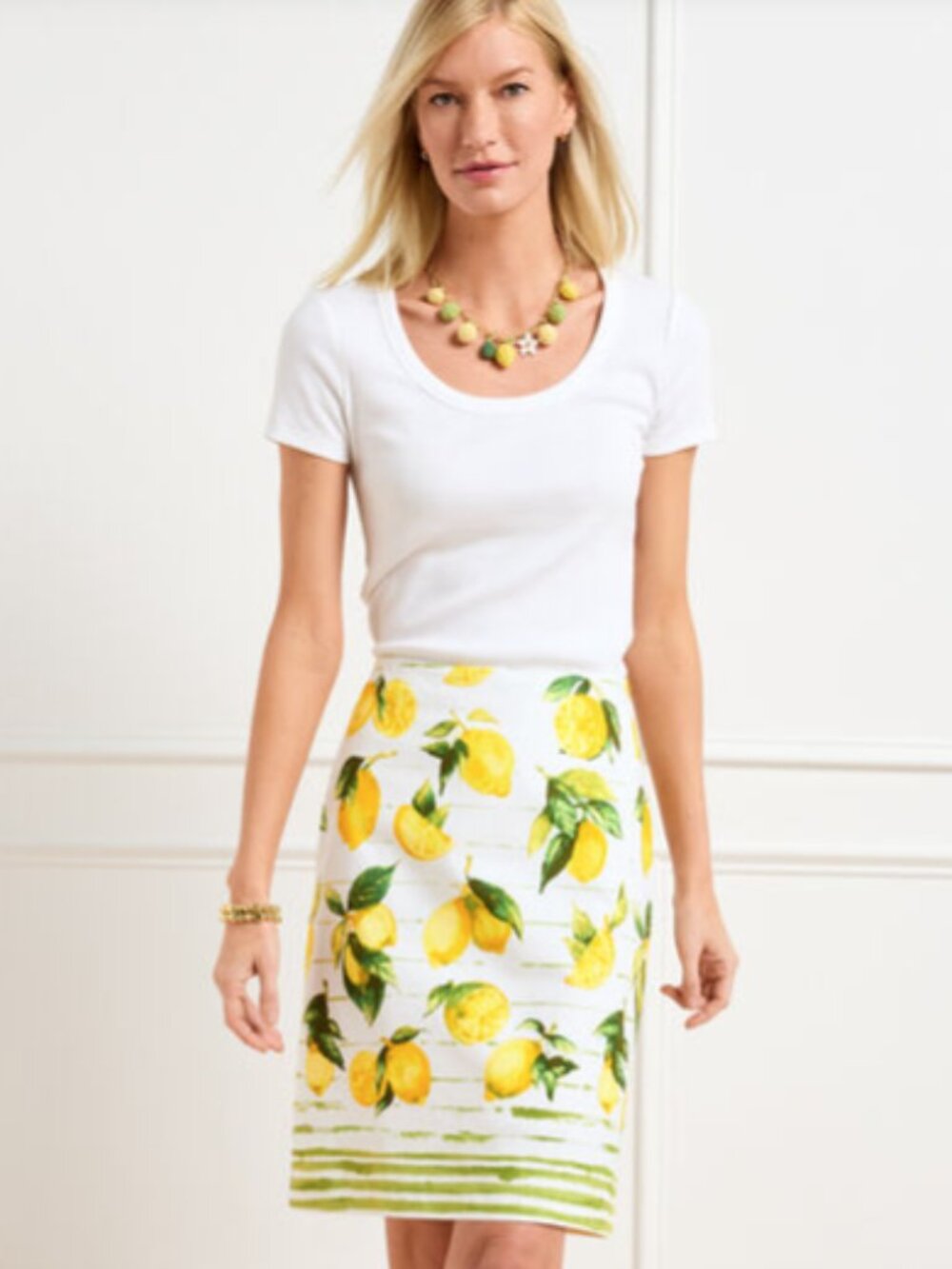 Talbots Canvas A-Line Skirt – Luscious Lemons – Size 14 🍋